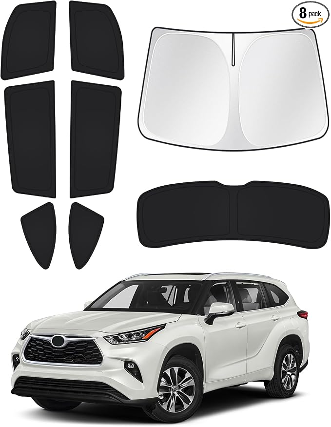 Windshield Sun Shade for 2020-2025 2026 Toyota Highlander Accessories Side Rear by Canvcle