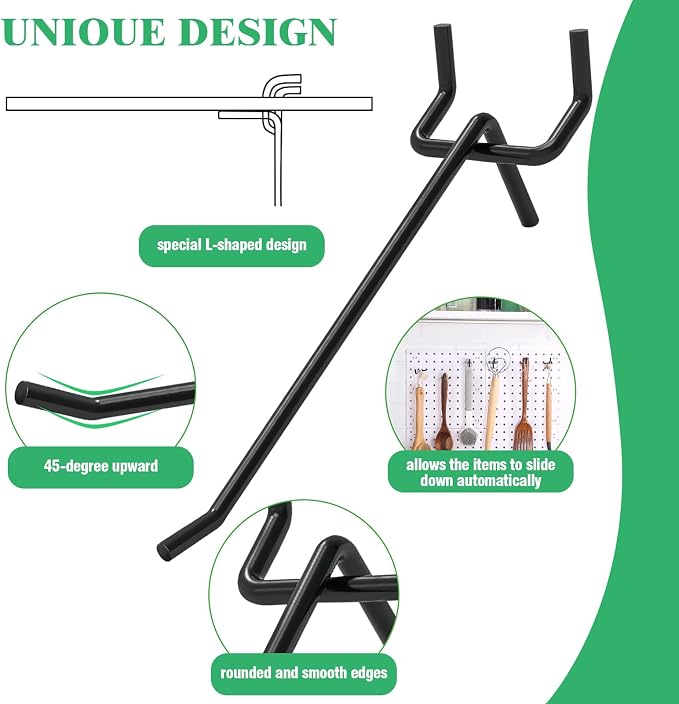 50Pcs 4"/10CM Pegboard Hooks Assortment Set, Metal Peg Board Hooks - Image 4