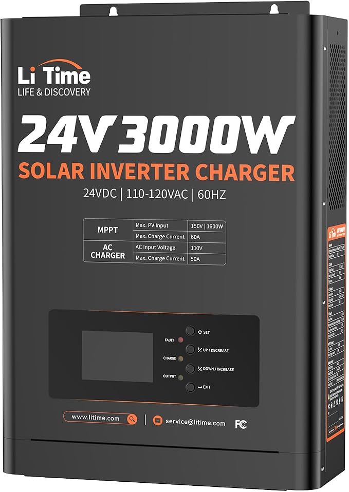 LiTime 24V 3000W All-in-One Solar Inverter Charger | 60A MPPT Solar Controller by LiTime