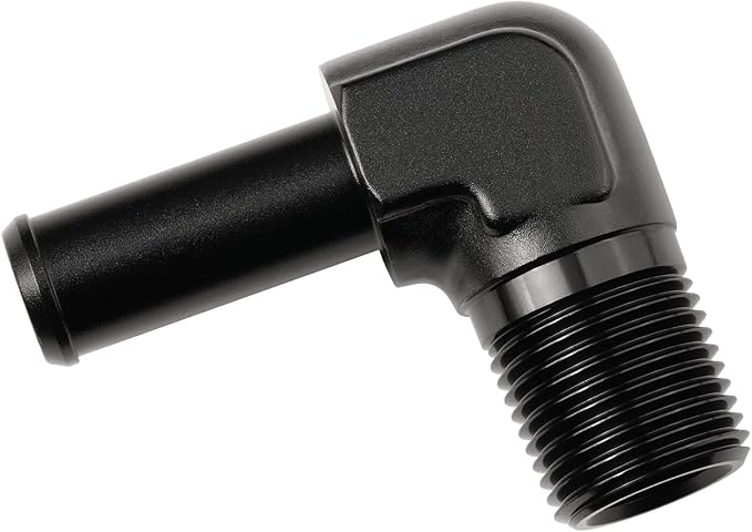 3/8 NPT Male to 1/2" Hose Barb Fitting Adapter 90 Degree Elbow Aluminum Black by Podavelle