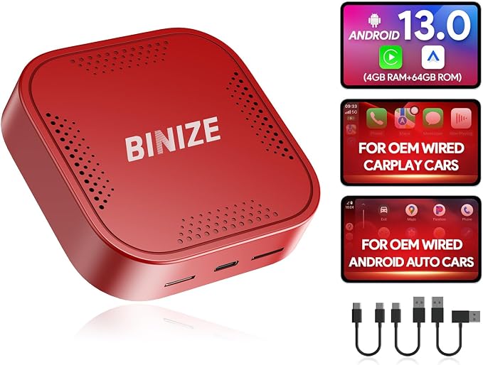 Binize Wireless CarPlay Android AUTO Multimedia Video Box 4G Cellular, Android by BinizeEnrichyourlife