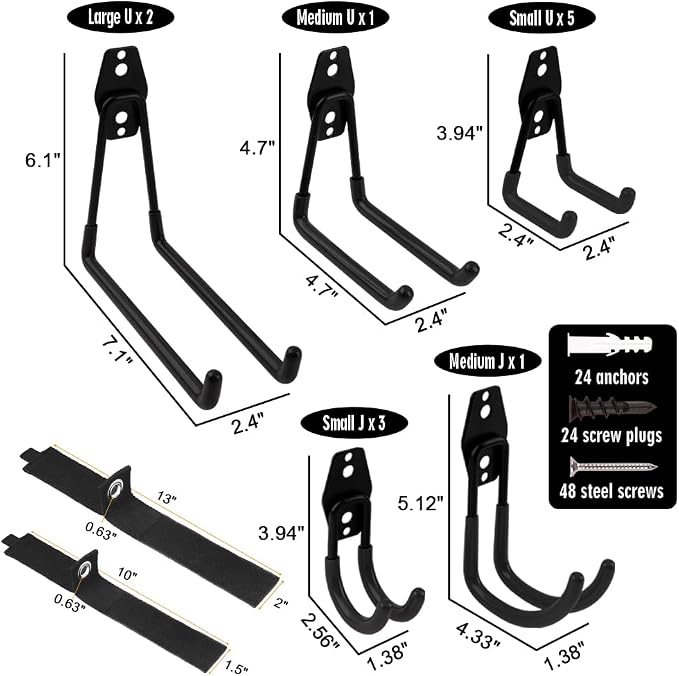 Garage Hooks Heavy Duty 14 Pack, Steel Garage Storage Hooks, Tool Hangers - Image 2