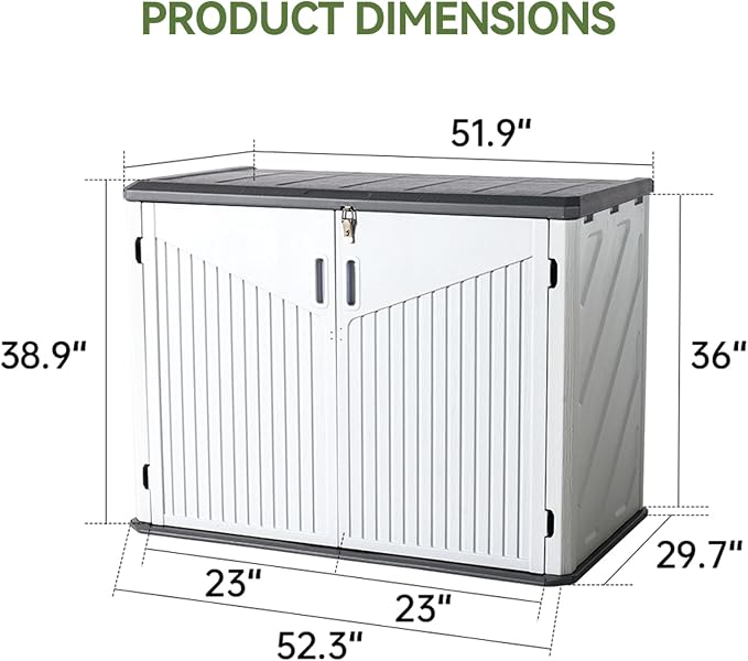 Aoxun Outdoor Storage Cabinet 35 Cu.Ft Outdoor Trash Can Storage Shed - Image 7