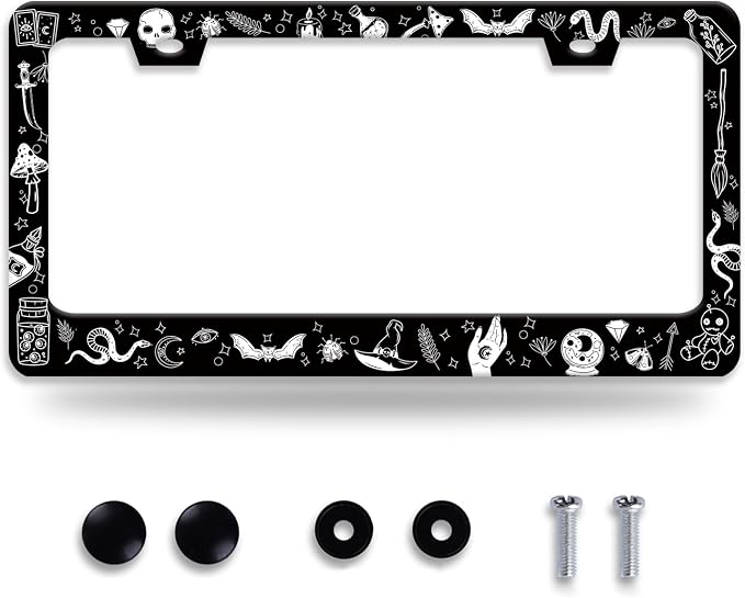Witch License Plate Frame Gothic Magical License Plate Frames by NEWCOCO