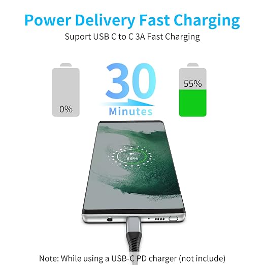 6 inch Braided USB C to C Charger Cable - Image 2