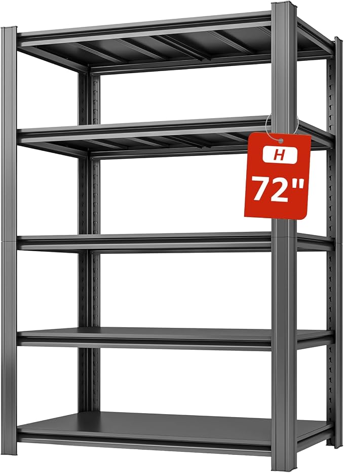 5 Tier Metal Shelving Unit, Heavy Duty Garage Shelves by SYLOUGH