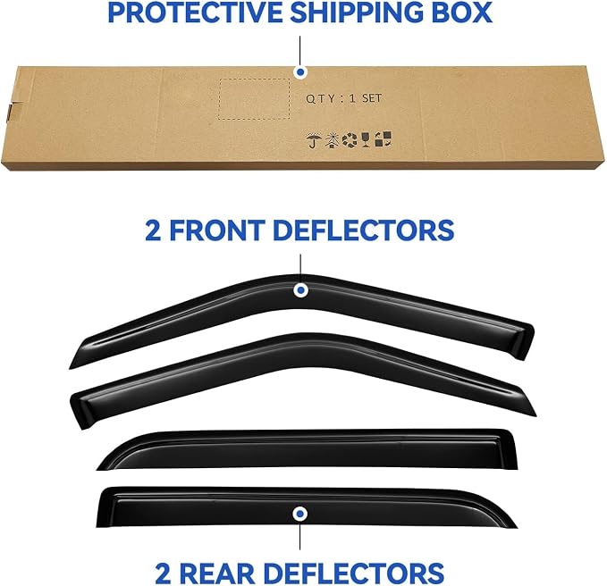 Window Visors Rain Guards for 1997-2017 Ford Expedition, Out-Channel Window - Image 5