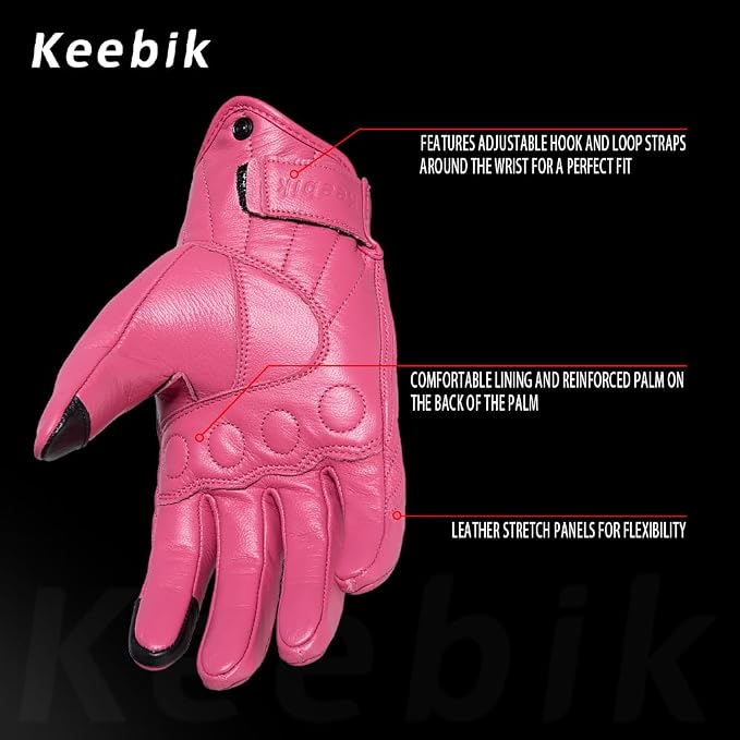 Goatskin Leather Motorcycle Motorbike Powersports Racing Gloves Reflective - Image 3