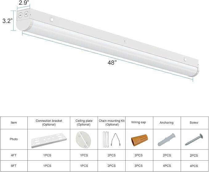 4FT LED Linear Strip Light, Super Bright 4 Foot LED Shop Lights 70W 60W 50W 40W - Image 6