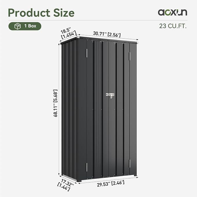 Aoxun 31x19 in Outdoor Storage Cabinet Metal Garden Shed - Image 4