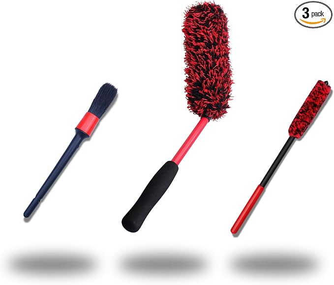 Angled Wheel Brush Kit 3 Pack- Angled Microfiber Wheel Brush, Wheel Barrel Brush by OeSee