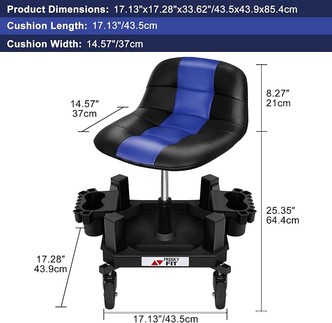 Rolling Stool with Wheels, Adjustable Shop Stool Mechanic Chair Seat Garage - Image 9