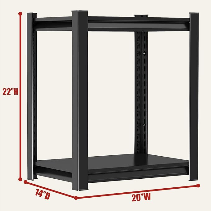 Metal Garage Shelving Unit, 2-Tier Adjustable Storage Shelf, Steel Shelving - Image 2