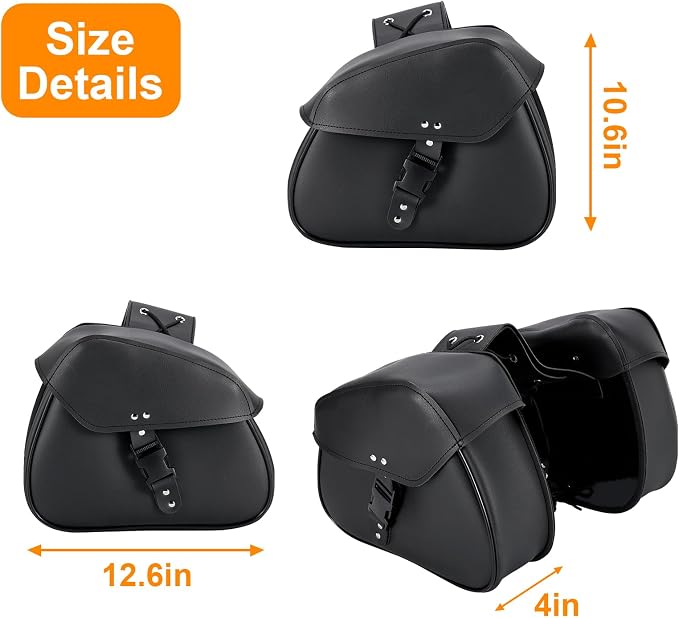 Motorcycle Saddle Bags Synthetic Leather Luggage Bag Waterproof Throw Over - Image 7