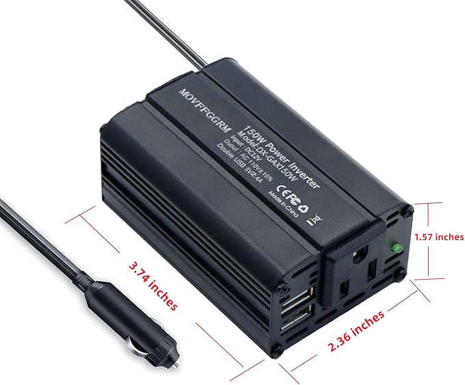 150W Power Inverter 12V DC to 110V AC Car Plug Adapter Outlet Converter - Image 4
