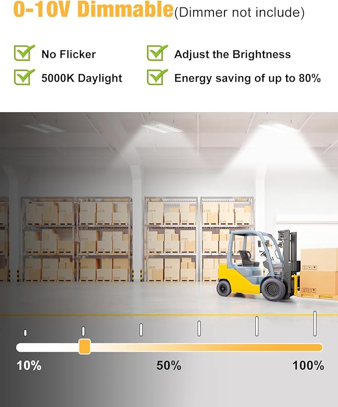 LED Linear High Bay Light, 130W 19500LM High Bay LED Shop Lights, 0-10V - Image 6