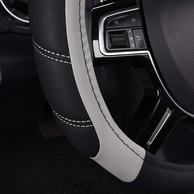 CAR PASS Line Rider Microfiber Leather Sporty Steering Wheel Cover Universal - Image 7
