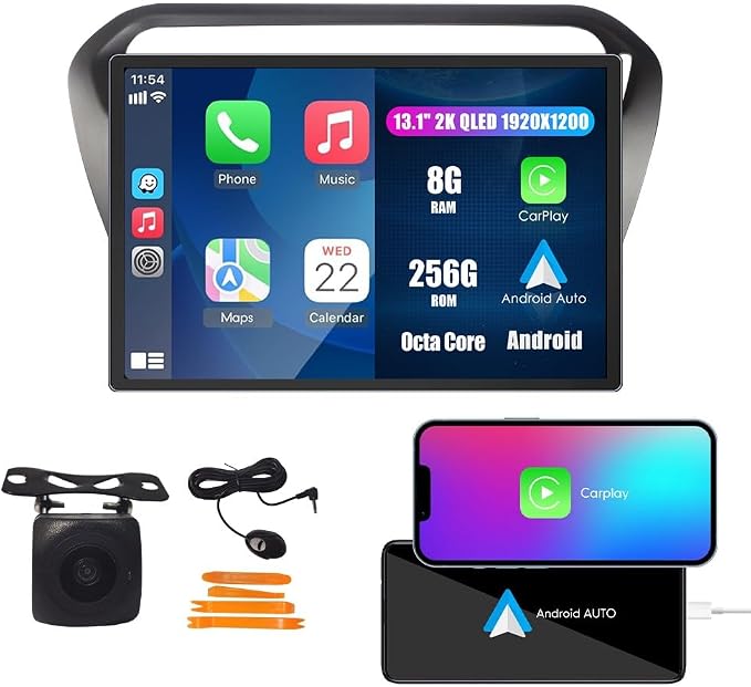 Kunfine Car CarPlay Android Auto Navigation Stereo GPS Radio Camera Display by KUNFINE
