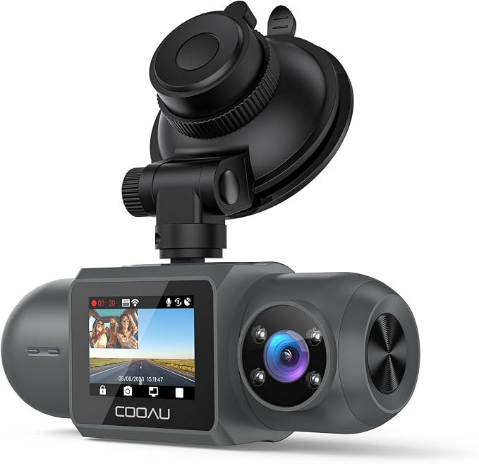 COOAU D30S 4K Dash Cam with GPS Wi-Fi, Front and Inside Dual 2.5K 1080P by COOAU