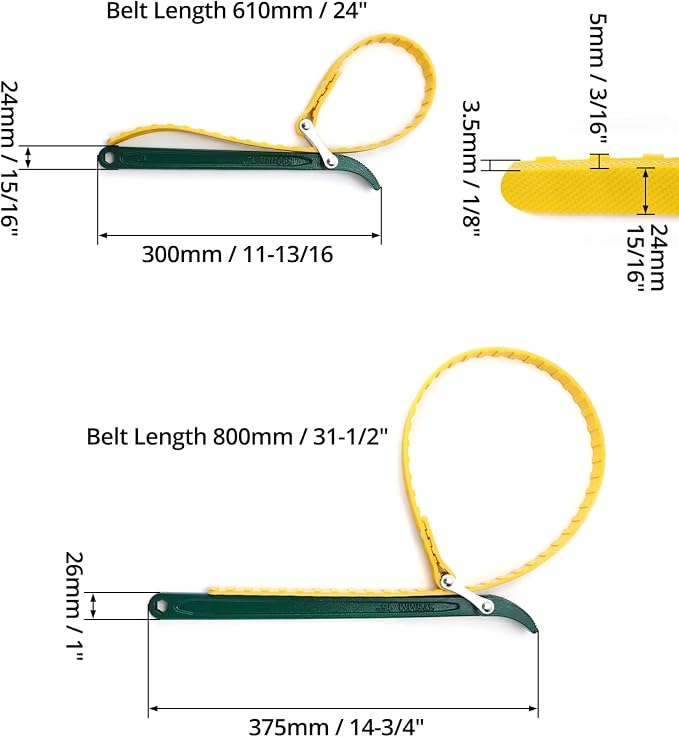 QWORK 15" + 12" Belt Strap Wrench, - Image 6