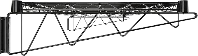 24" x 60" Black Epoxy Wire Wall Mount Shelf - Image 4