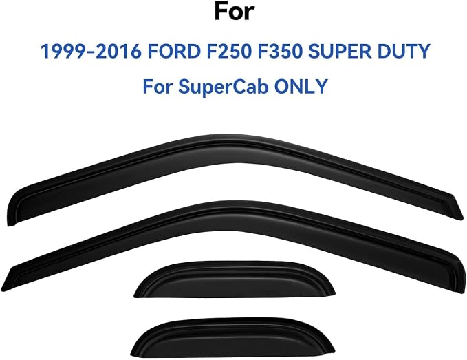 Window Visors Rain Guards for 1999-2016 Ford F250 F350 F450 Super Duty SuperCab - Image 3