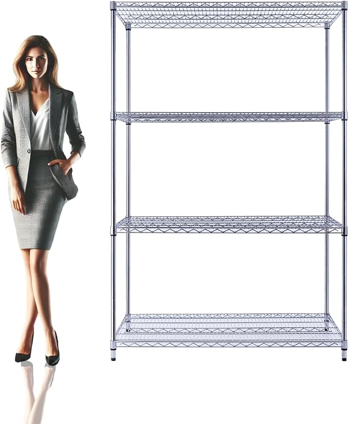 48"x24"x72" Chrome Premium Metal Steel Wire Shelving 4-Tier NSF 3200 LBS MAX by UtilityBasics