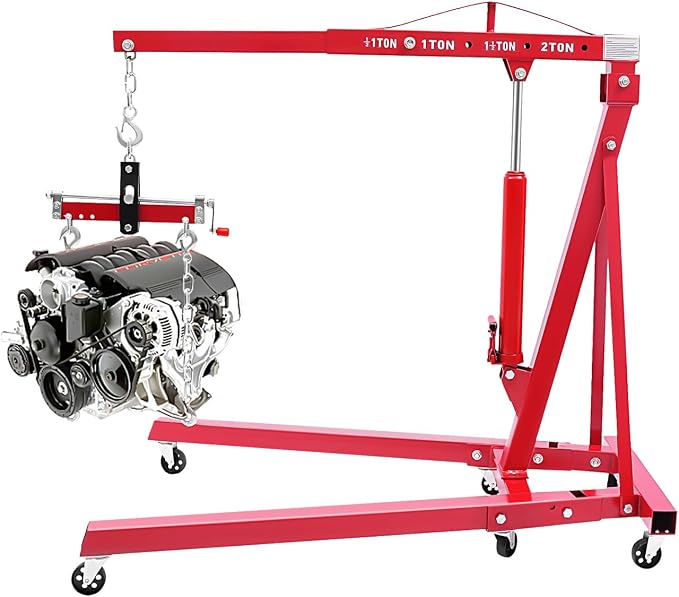 LOYALHEARTDY Engine Hoist with Lever, 2 Ton 4400 LBS Folding Cherry Picker Shop by LOYALHEARTD