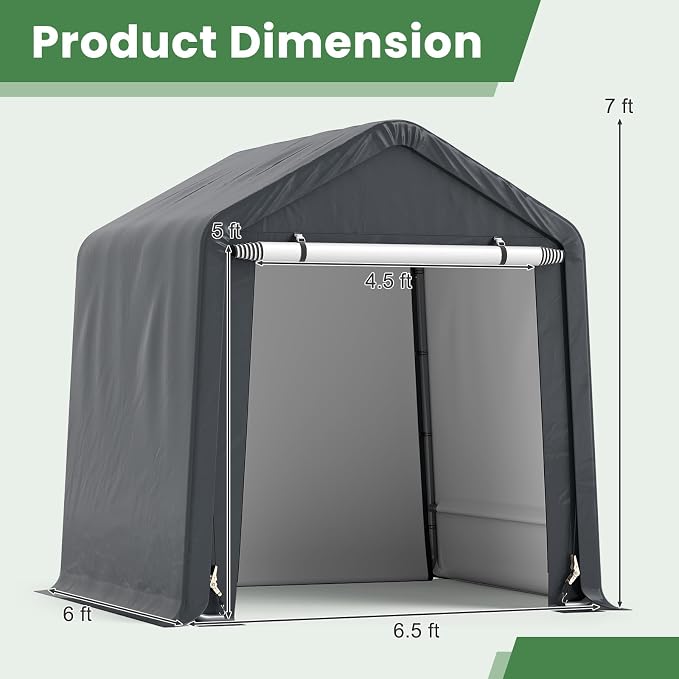Tangkula 6x6.5Ft Portable Shed, Outdoor Storage Shelter - Image 5