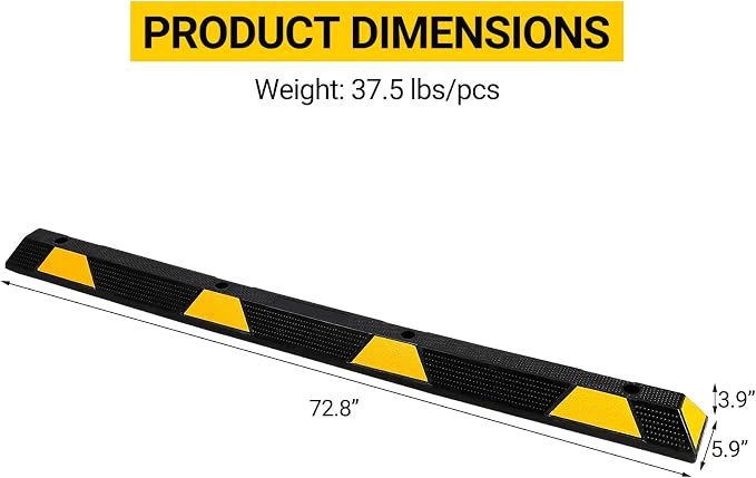 72-Inch Heavy Duty Rubber Parking Curb - Image 2