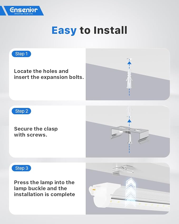 Ensenior 4 Pack 8 FT Led Shop Lights, 6000K Clear White, 10000LM Super Bright - Image 7
