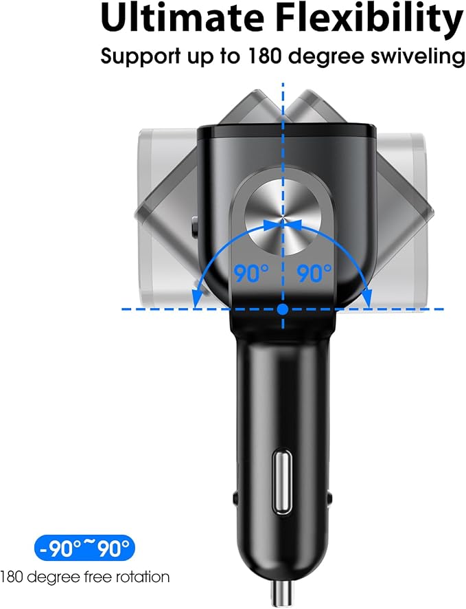 Car Cigarette Lighter Splitter, BUVAYE 12V/24V Dual Cigarette Lighter Adapters - Image 5