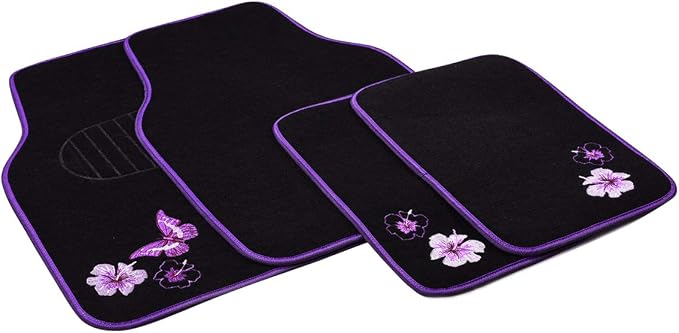 CAR PASS Embroidery Butterfly and Flower Car Floor Mats, Universal Fit 95% - Image 8