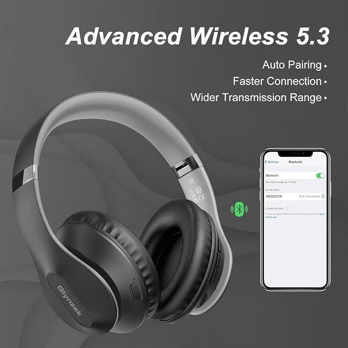 Wireless Bluetooth Headphones Over Ear, 65H Playtime HiFi Stereo Headset - Image 6
