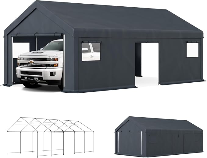 GREEN PARTY Carport, Waterproof & 12 Legs Car Canopy Portable Garage Shelter by GREENPARTY