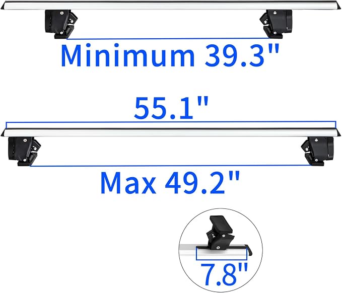 Universal 55" Roof Rack Cross Bars, Adjustable Car Top Roof Rack, Aluminum - Image 3