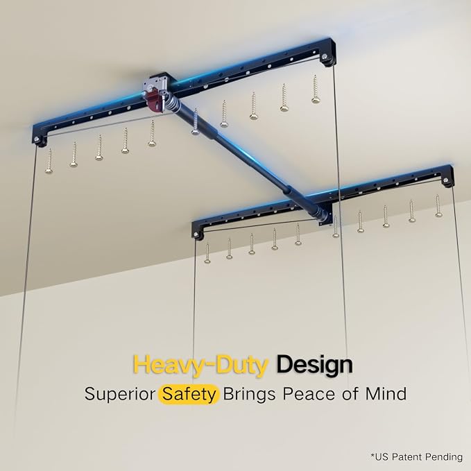 Overhead Garage Storage Rack, 4x4 Ft Adjustable Garage Ceiling Storage Lift - Image 4