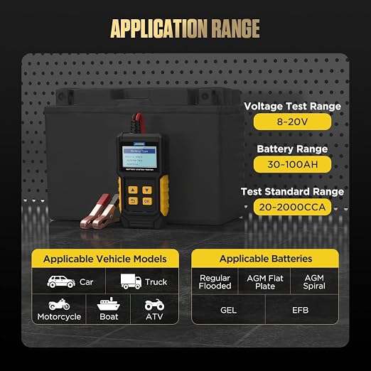 12V Car Battery Tester, 20-2000 CCA Load Tester Automotive, Charging & Cranking - Image 7