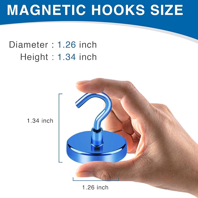 LOVIMAG Magnetic Hooks for Cruise Cabins, 110lbs Blue Magnetic Hooks for - Image 3