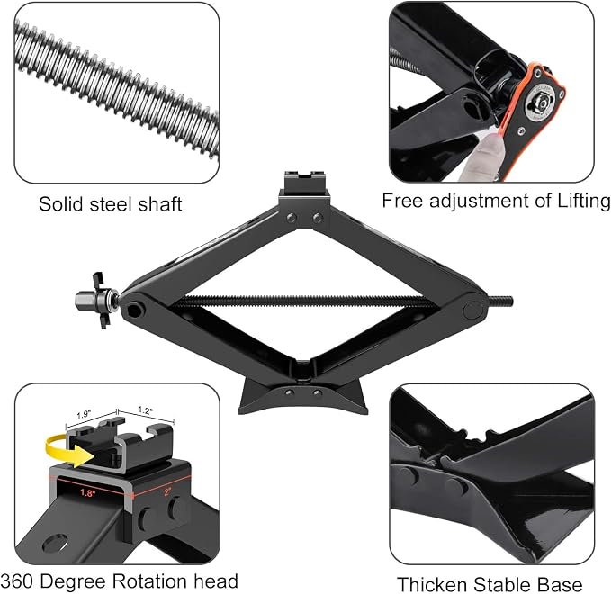 IMAYCC Scissor Jack, Portable Car Jack Kit 6614 lbs, Universal Tire Change Kit - Image 4