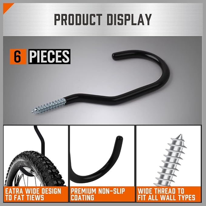 HORUSDY 12 Pack Heavy Duty Bike Hooks - Image 4