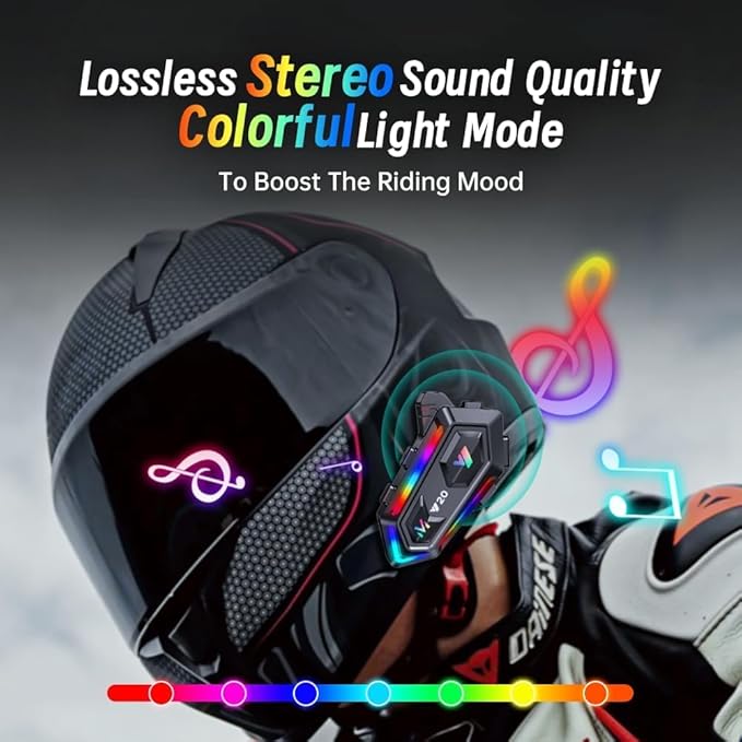 Motorcycle Helmet Bluetooth Headset, Cool RGB Dazzling Lights Motorbike Helmet - Image 2