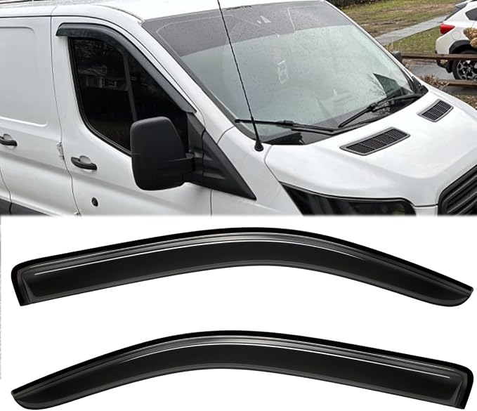 2pcs Outside Mount Style Dark Smoke Window Rain Guards Durable Side Wind by Deebior