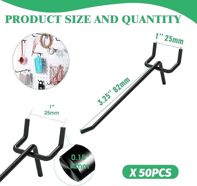50Pcs 4"/10CM Pegboard Hooks Assortment Set, Metal Peg Board Hooks - Image 2