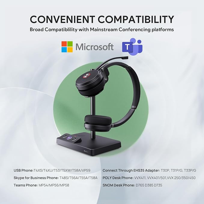 Yealink WH62 Dual Teams DECT Wireless Headset 525 ft Range, Work Headphones - Image 6