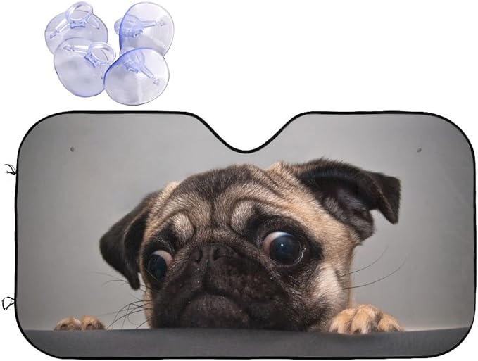 Pug Dog Car Windshield Sunshade Front Window Sun Visor Protector Foldable by mutakin
