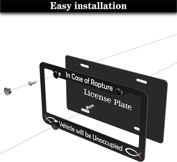 License Plate Frames Black and White License Plate Frame in Case of Rapture - Image 7