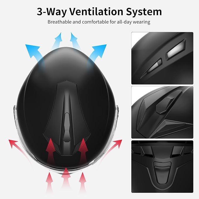 Full Face FreedConn Motorcycle Helmet Bluetooth 5.0 Integrated 2 Way Intercom - Image 2