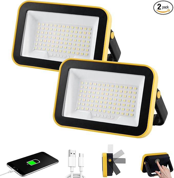 Rechargeable Work Light with Tripod Hole, 40W Waterproof Portable Flood Light by AUMIO