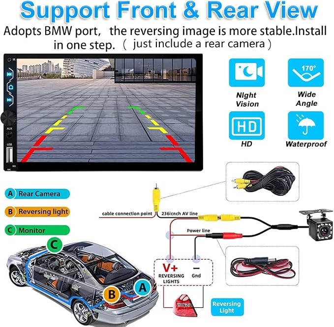 Double Din Car Stereo with Wireless Carplay and Wireless Android Auto, 7 Inch - Image 4